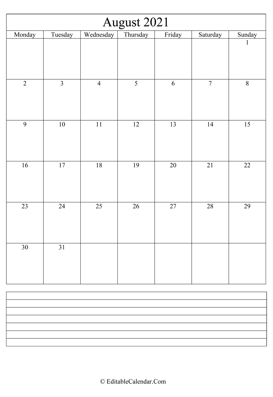 Blank Editable Calendar June 2021 2022