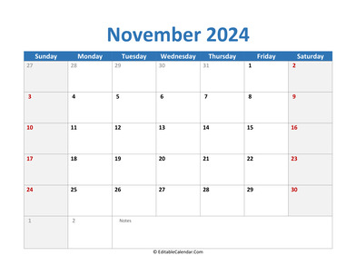 2024 printable calendar november
