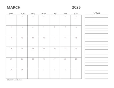 2025 march calendar printable