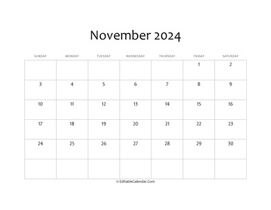 blank november calendar 2024
