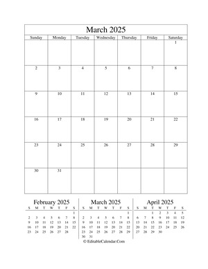 march 2025 editable calendar (portrait layout)
