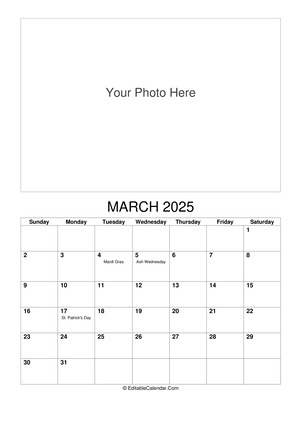 march 2025 photo calendar