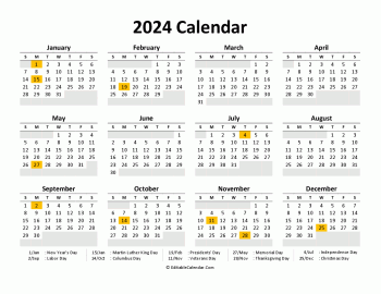 printable calendar 2024 free
