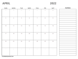 2022 april calendar printable