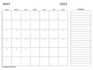 2022 may calendar printable