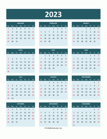 2023 calendar printable in word, pdf