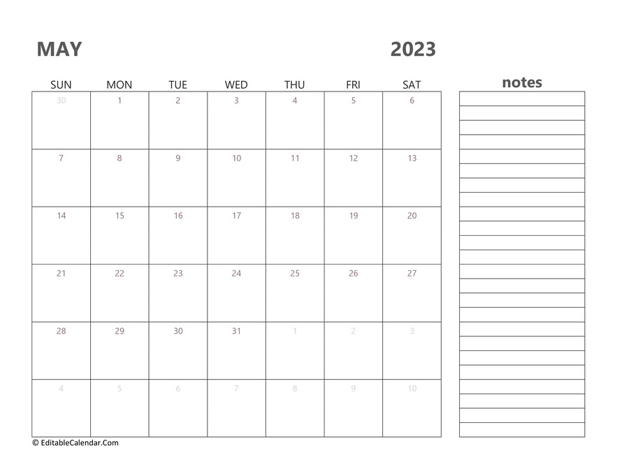 2023 may calendar printable