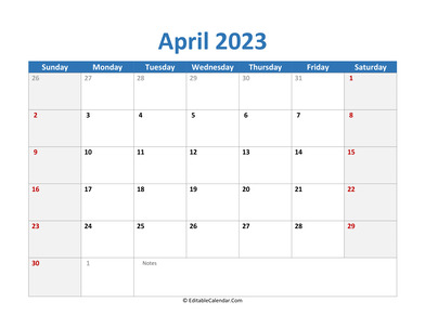 2023 printable calendar april