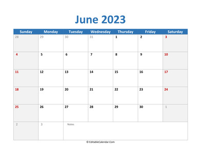 2023 printable calendar june