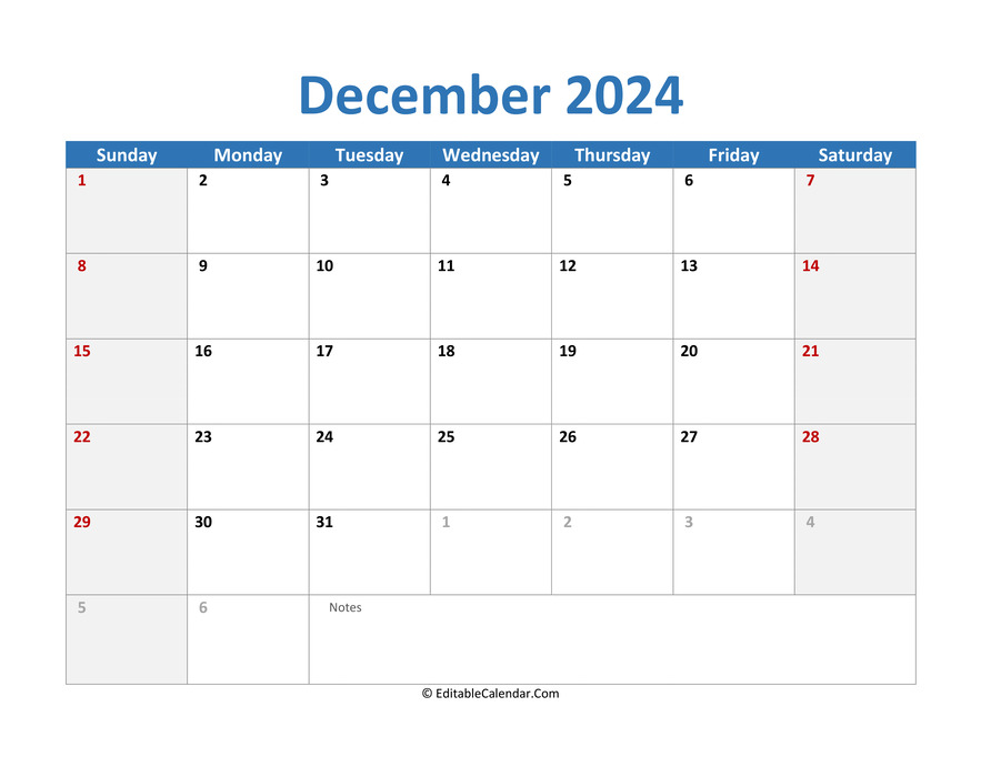 December 2024 Printable Calendar with Holidays