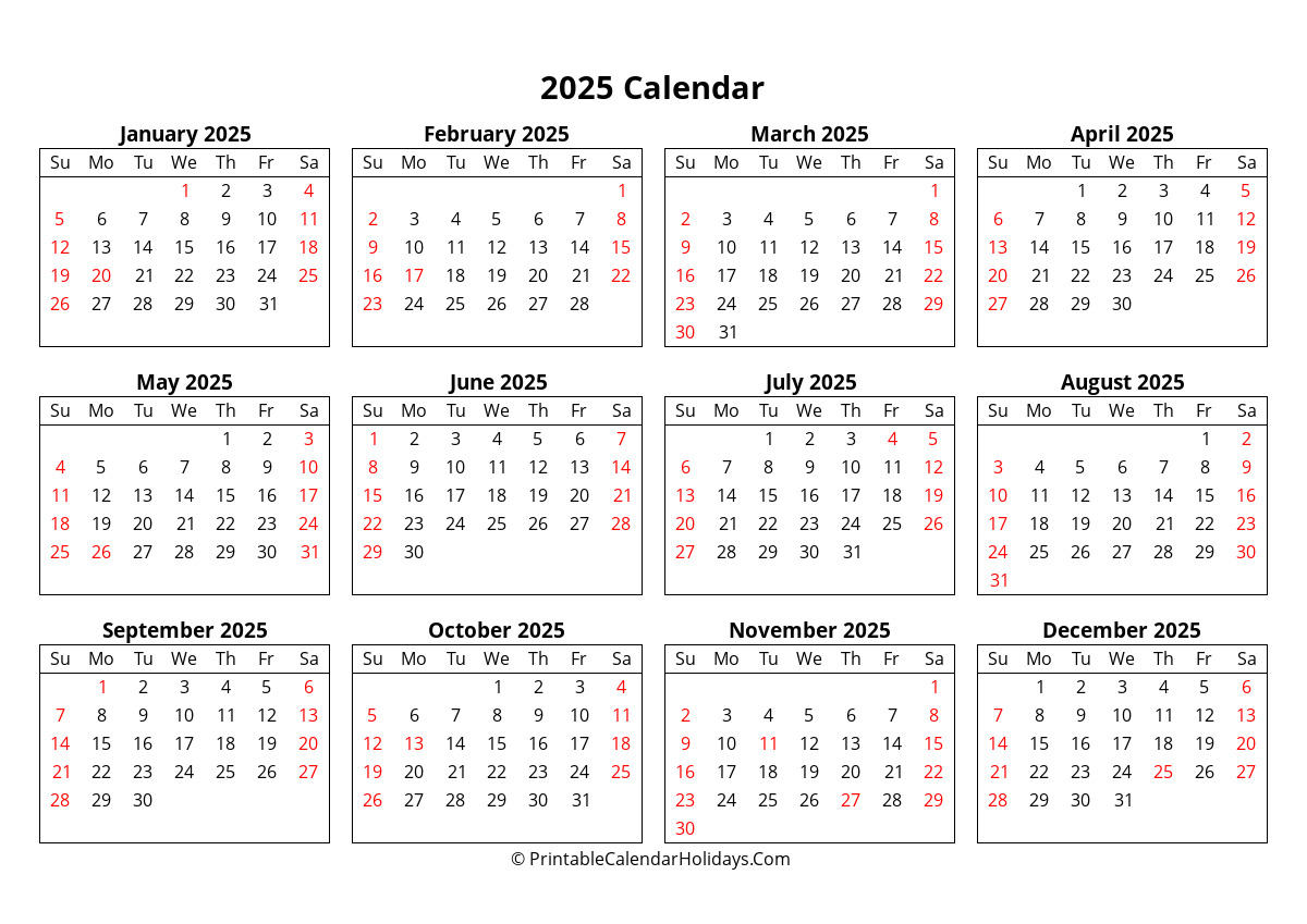 Calendar Zile Lucratoare 2025 Printabil 