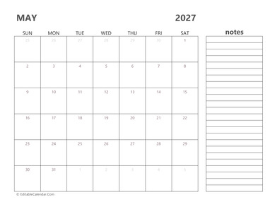 2027 may calendar printable