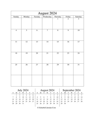august 2024 editable calendar portrait