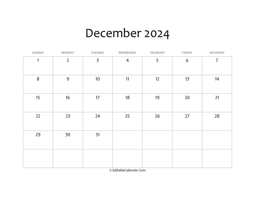 December Editable Calendar 2024 Ebba Neille