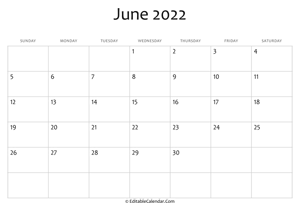blank june calendar 2022
