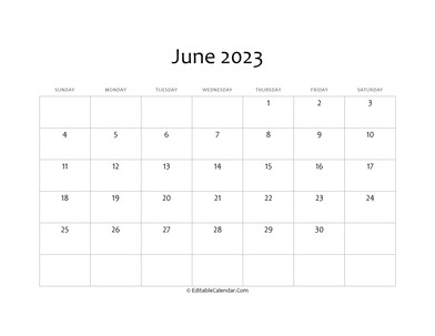 blank june calendar 2023