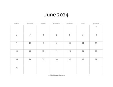 blank june calendar 2024
