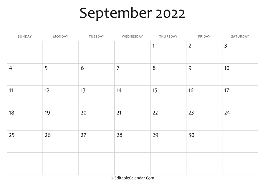 September 2022 Printable Calendar With Holidays September 2022 Printable Calendar With Holidays