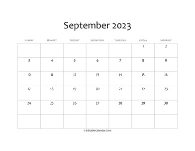 blank september calendar 2023