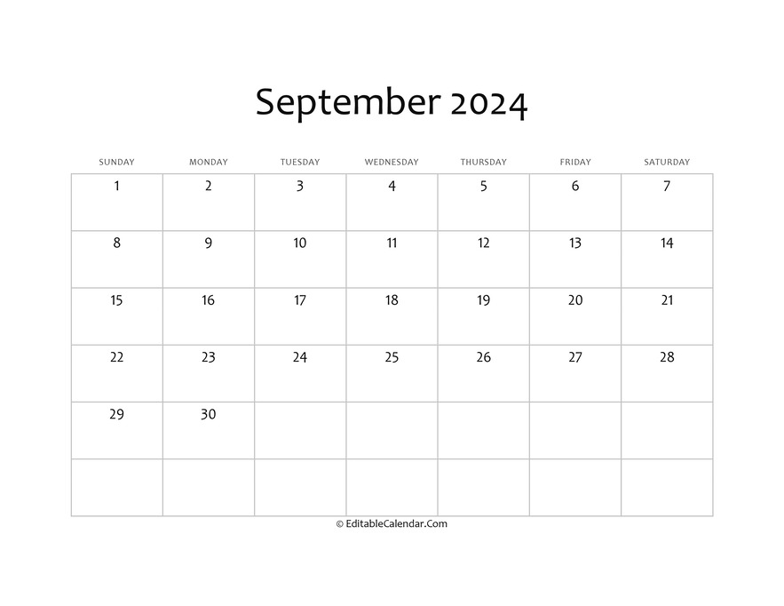 September 2024 Printable Calendar with Holidays