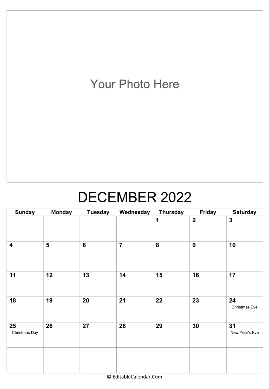 december 2022 photo calendar