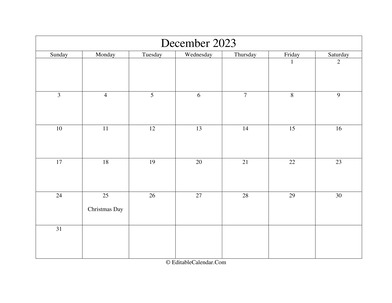 december 2023 printable calendar with holidays