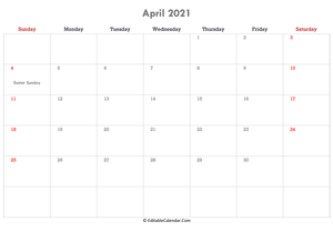 editable calendar april 2021