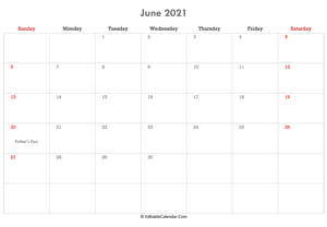 editable calendar june 2021