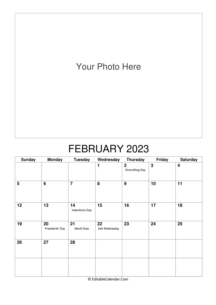 february 2023 photo calendar