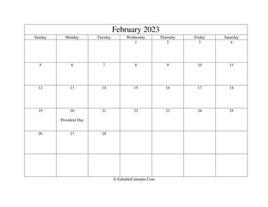 february 2023 printable calendar with holidays