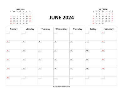 fillable calendar june 2024 with holidays