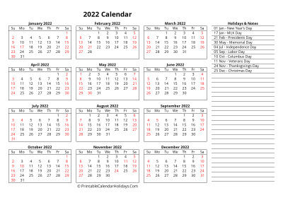 free 2022 calendar week starts sunday