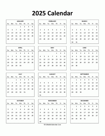 free printable 2025 calendar