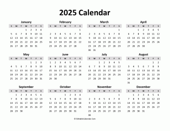 free printable calendar 2025