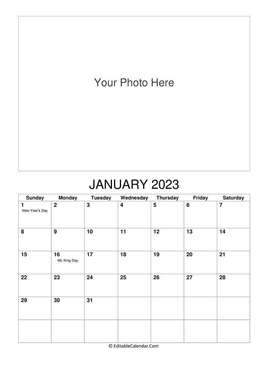 january 2023 photo calendar