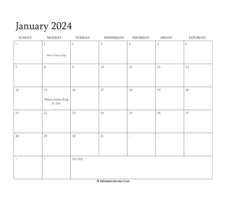 Fillable Calendar January 2024 Crin Mersey