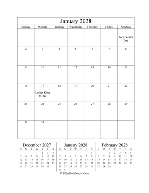 january 2028 editable calendar portrait
