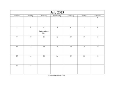 july 2023 printable calendar with holidays