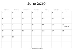 june 2020 printable calendar with holidays