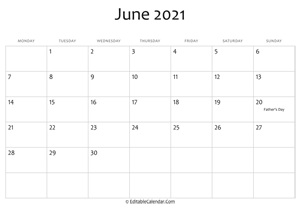 june 2021 printable calendar with holidays