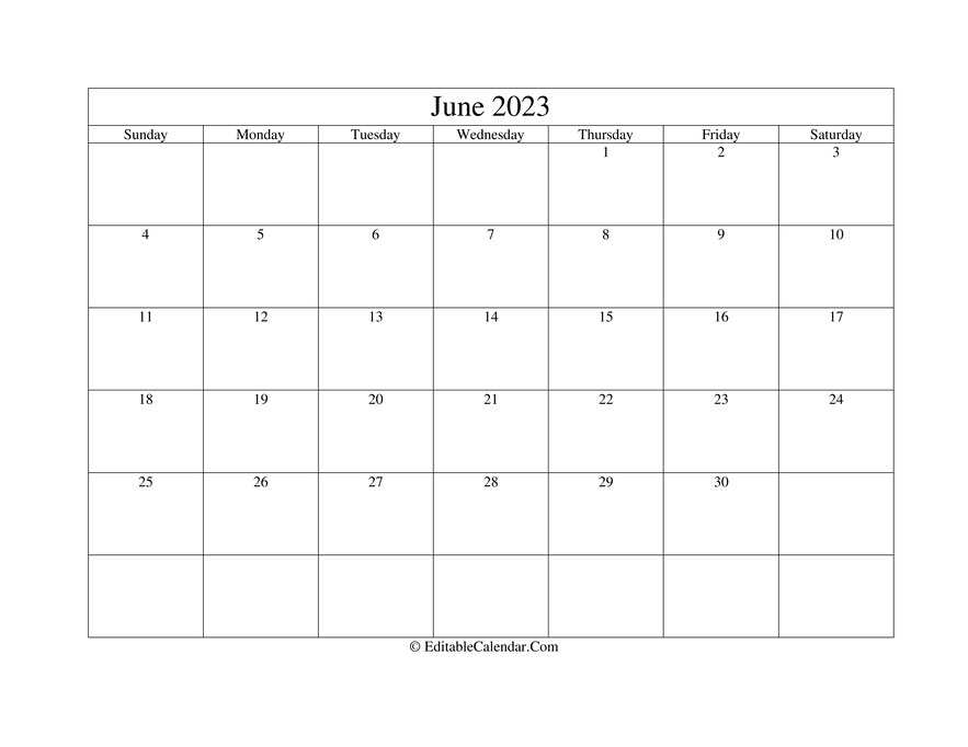 June 2023 Printable Calendar with Holidays