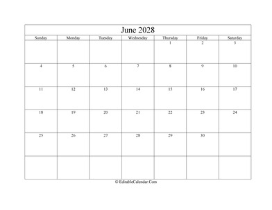 june 2028 printable calendar holidays