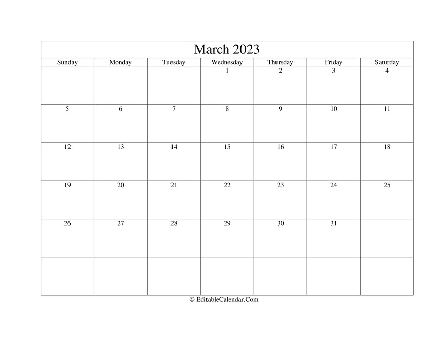 march 2023 printable calendar holidays