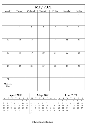 may 2021 editable calendar portrait
