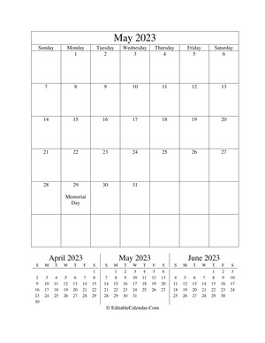 may 2023 editable calendar portrait
