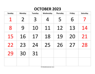 october 2023 calendar editable
