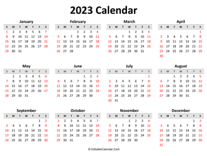printable 2023 calendar (landscape layout)
