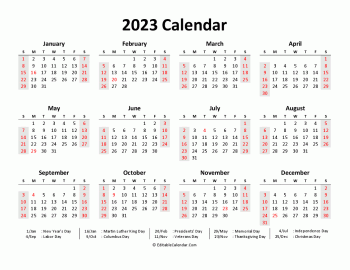 printable 2023 calendar in word