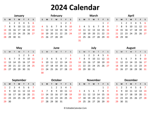 printable 2024 calendar (landscape layout)