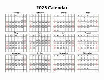 printable free calendar 2025
